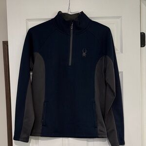 Spyder Navy and Charcoal Quarter-Zip Pullover